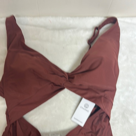 Chic Brown One-Piece Swimsuit with Asymmetrical Cut-Out - Picture 3 of 12